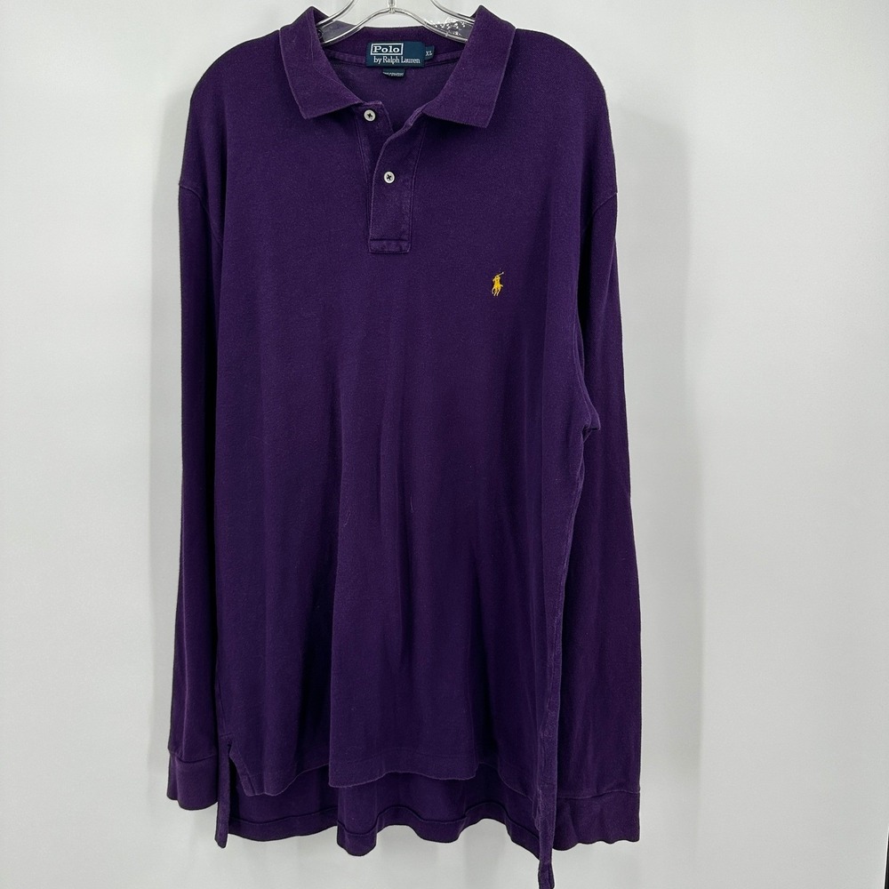 Polo Ralph Lauren Mens Preppy Ivy League Polo Shirt Size XL Long Sleeve Purple